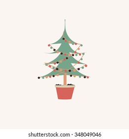 Christmas Tree In A Pot - Vector