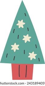 Christmas Tree In Pot Vector Illustration