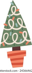 Christmas Tree In Pot Vector Illustration