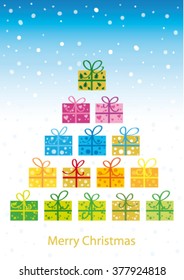 christmas tree from present boxes