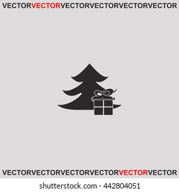 Christmas tree with present icon.