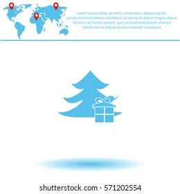 Christmas tree with present  icon. Vector design.