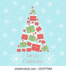 Christmas tree with presents. Merry Christmas.