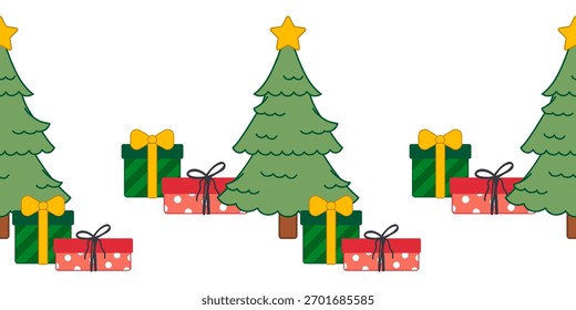 Árbol de Navidad y presenta frontera sin fisuras