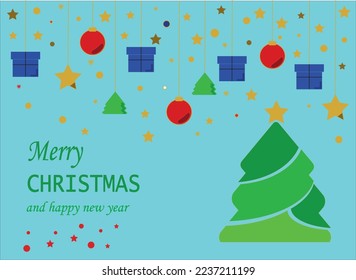 Christmas tree with presents and stars