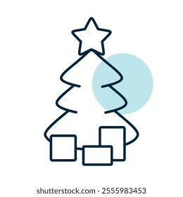Christmas tree with presents vector icon. Winter sign. Graph symbol for event and holiday web site and apps design, logo, app, UI