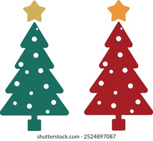  Christmas tree with a prominent star icon vector art illustration.