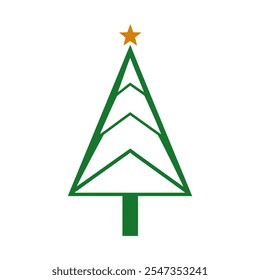 A Christmas tree with a prominent star at the top. Vector illustration design.