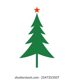 A Christmas tree with a prominent star at the top. Vector illustration design.