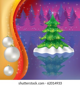 christmas tree with purple forest