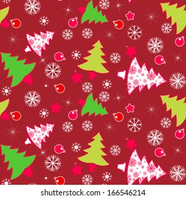 Christmas Tree Purple Seamless Pattern. Vector illustration