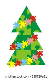 christmas tree, puzzle, coceptual vector illustration