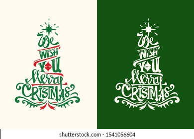 Christmas Tree with Quote. We Wish You Merry Christmas