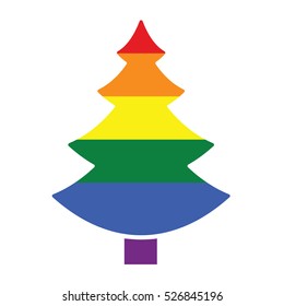 Christmas tree in rainbow colors on white background