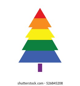 Christmas tree in rainbow colors on white background