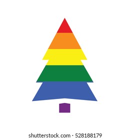 Christmas tree in rainbow colors on white background