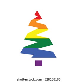 Christmas tree in rainbow colors on white background