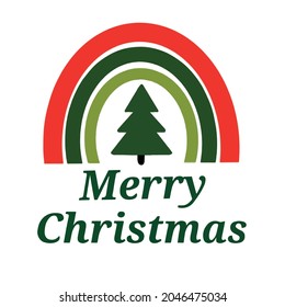 Christmas tree and a rainbow. An ornament for decoration. An element for congratulations. Illustration for printing T-shirts. A festive drawing.