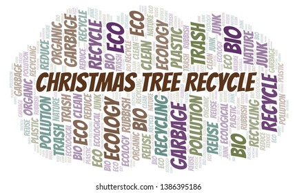 Christmas Tree Recycle word cloud. Wordcloud made with text only.
