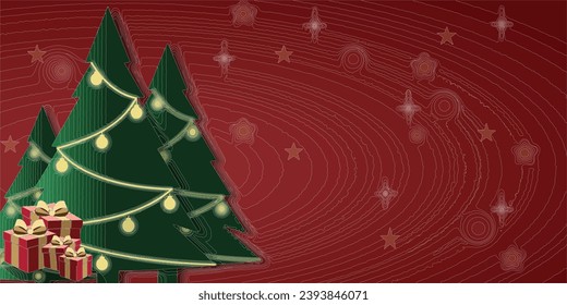 Christmas tree with red background with Christmas background 