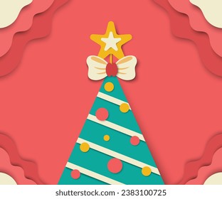 Christmas tree red background paper texture