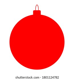 Icono de bola roja del árbol de Navidad. Decoración en tonos rojos baubles, aislada de fondo blanco. Símbolo de Feliz Año Nuevo, Feliz Navidad. Vacaciones de invierno. Diseño plano para la tarjeta. 