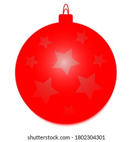 Christmas tree red  ball icon. Red  bauble decoration, isolated on white background. Symbol of Happy New Year, Mery Christmas . Winter vacation. Flat design for card. 