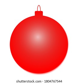 Christmas tree red  ball icon. Red  bauble decoration, isolated on white background. Symbol of Happy New Year, Mery Christmas . Winter vacation. Flat design for card. 