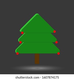 Christmas tree with red balls on a gray background