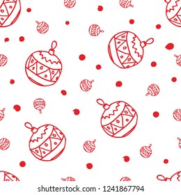 Christmas tree red balls simple seamless pattern 