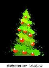 Christmas tree with red balls. Vector