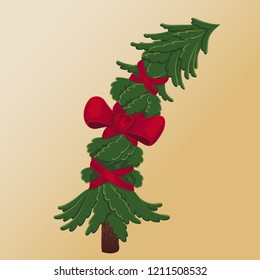 Christmas tree with red  bow