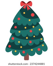 christmas tree with red bow isolated