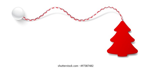 Color rojo del árbol de Navidad con sombra. Ilustración del vector
