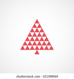 Christmas Tree Red Flat Icon On White Background