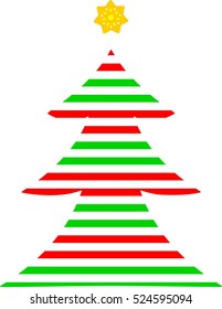 Christmas tree red green lines with yellow star