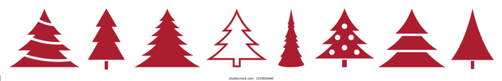 Christmas Tree Red Icon Fir Adornment Illustration Symbol Isolated Variations