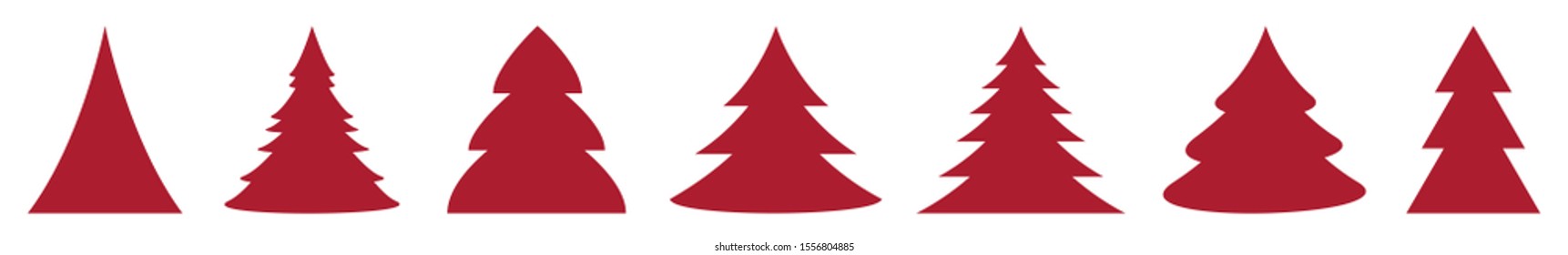 Christmas Tree Red Icon Fir Illustration Symbol Isolated Variations