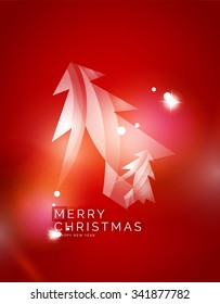 Árbol de Navidad, fondo abstracto brillante rojo. Ilustración de vacaciones de vectores