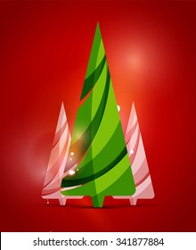 Árbol de Navidad, fondo abstracto brillante rojo. Ilustración de vacaciones de vectores