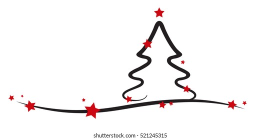 christmas tree red stars white background