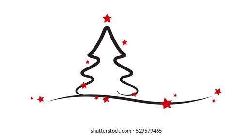 christmas tree red stars white background