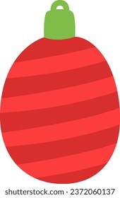 Christmas tree red toy, illustration or icon, vector on white background.