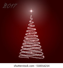 Christmas tree from red vector background