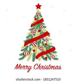 Christmas tree with red and white ornament  - colorful