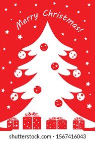 Christmas tree in red-white decoration