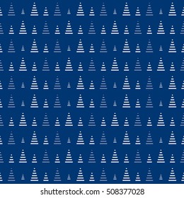 Christmas tree repeat pattern. Blue. Vector background.