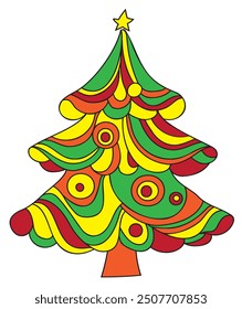 Christmas tree retro groovy style