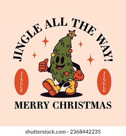 CHRISTMAS TREE RETRO MASCOT CARTOON