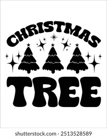 Christmas Tree retro wavy groovy t shirt design